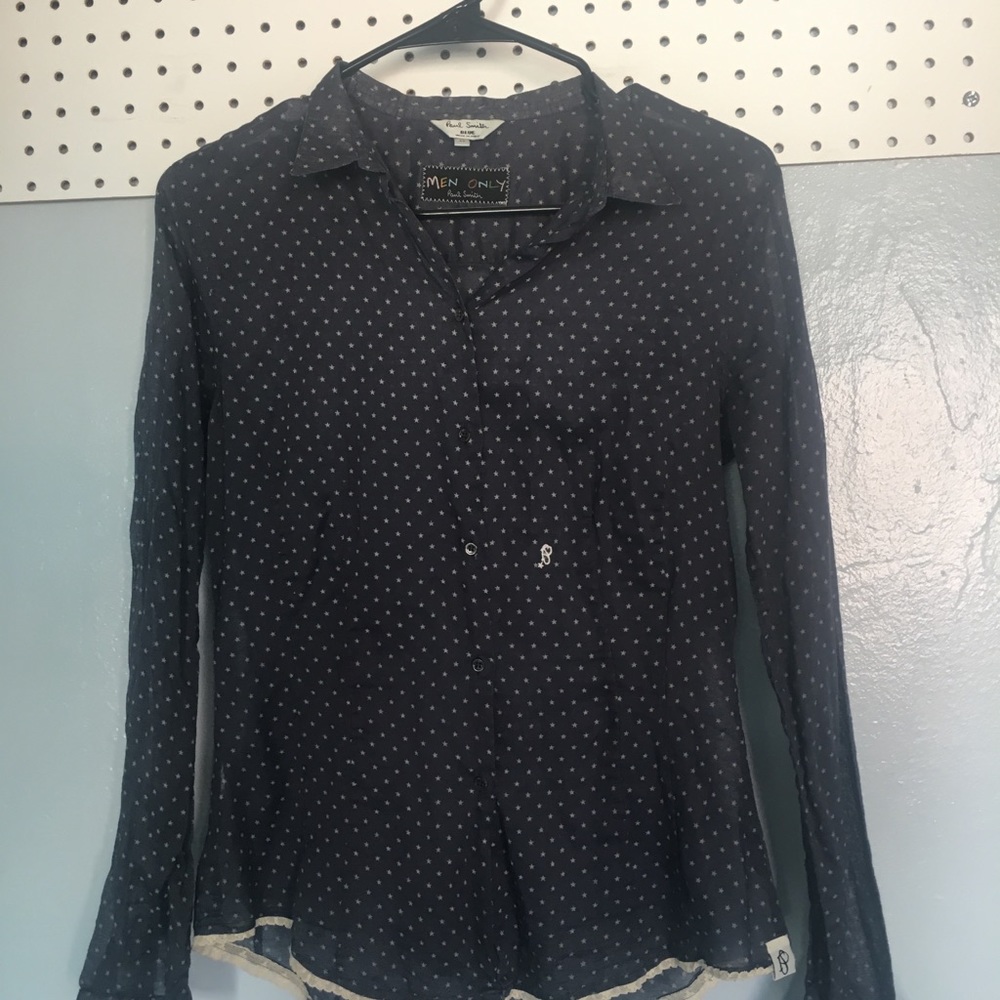 Paul Smith button up blouse with lace bottom trim